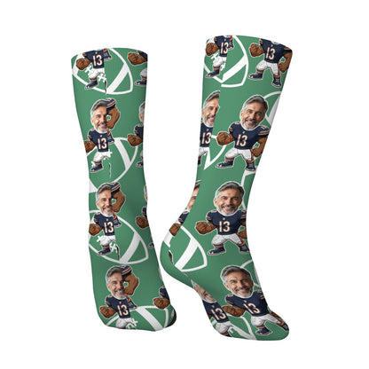 Personalized Chicago Football Face Socks