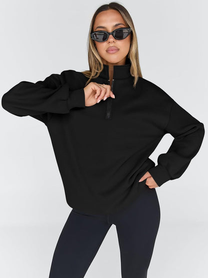 Womens Oversized Sweatshirts Fall Sweaters Fashion Hoodies Half Zip Pullover Long Sleeve Shirts Clothes