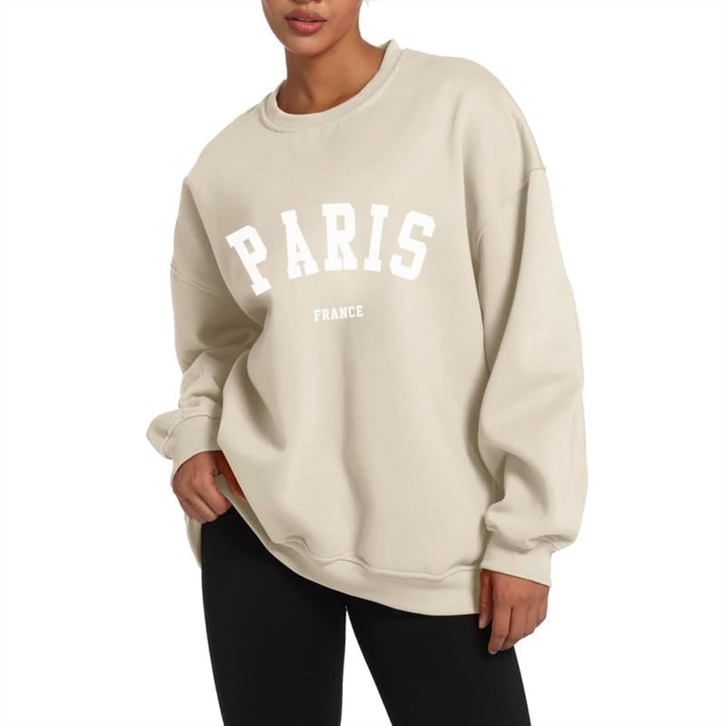 Paris College Oversized Crewneck Sweatshirt for Women Casual Top