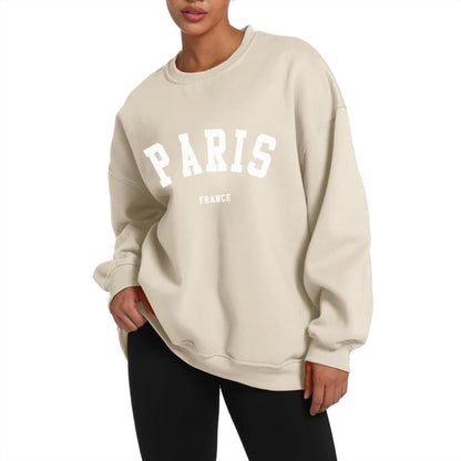 Paris College Oversized Crewneck Sweatshirt for Women Casual Top