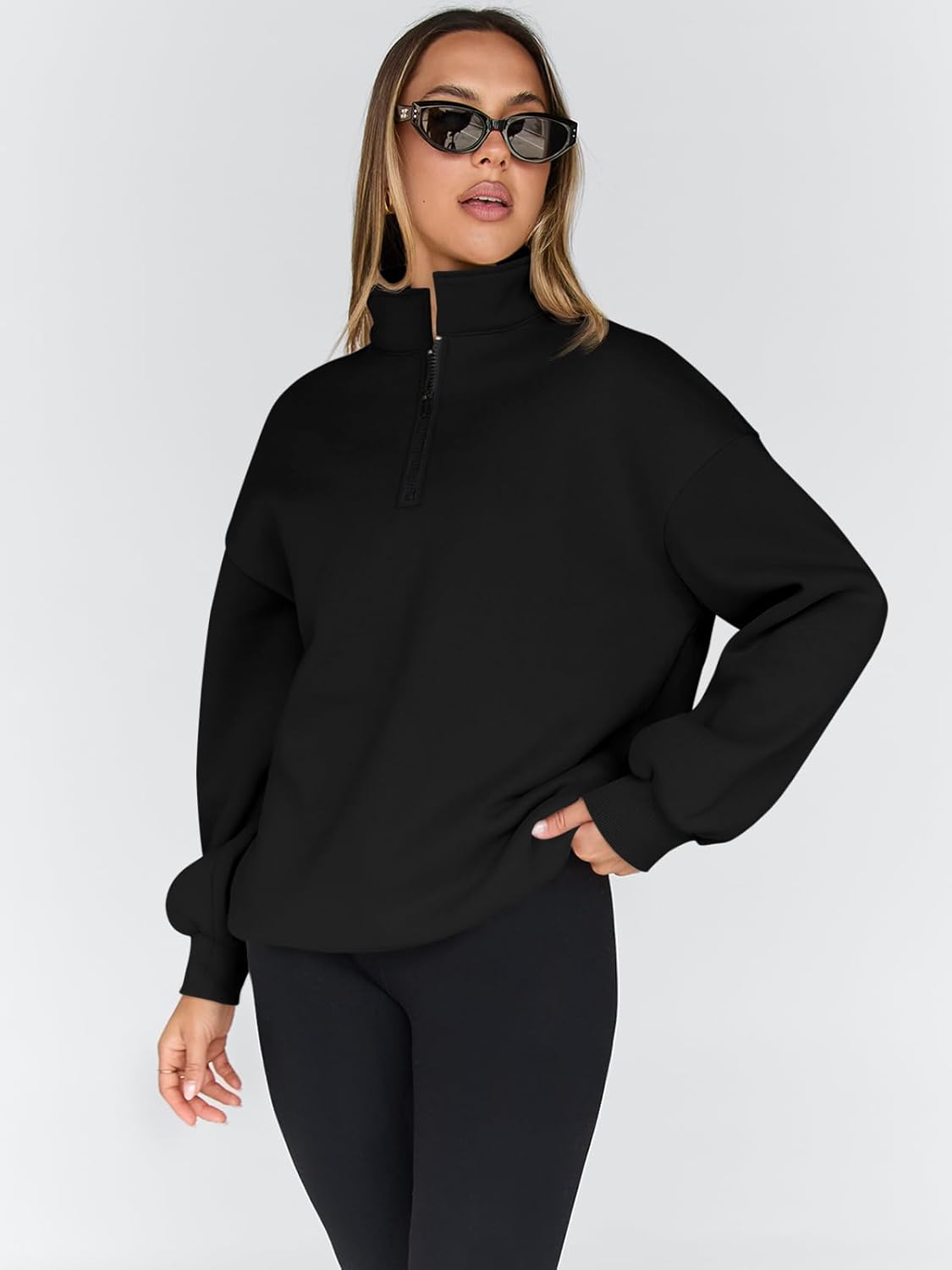 Womens Oversized Sweatshirts Fall Sweaters Fashion Hoodies Half Zip Pullover Long Sleeve Shirts Clothes