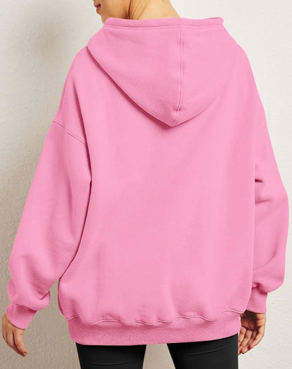 Long Sleeve Oversized Pullover Solid Color Hoodie Fall Winter Sweatshirt with Pocket