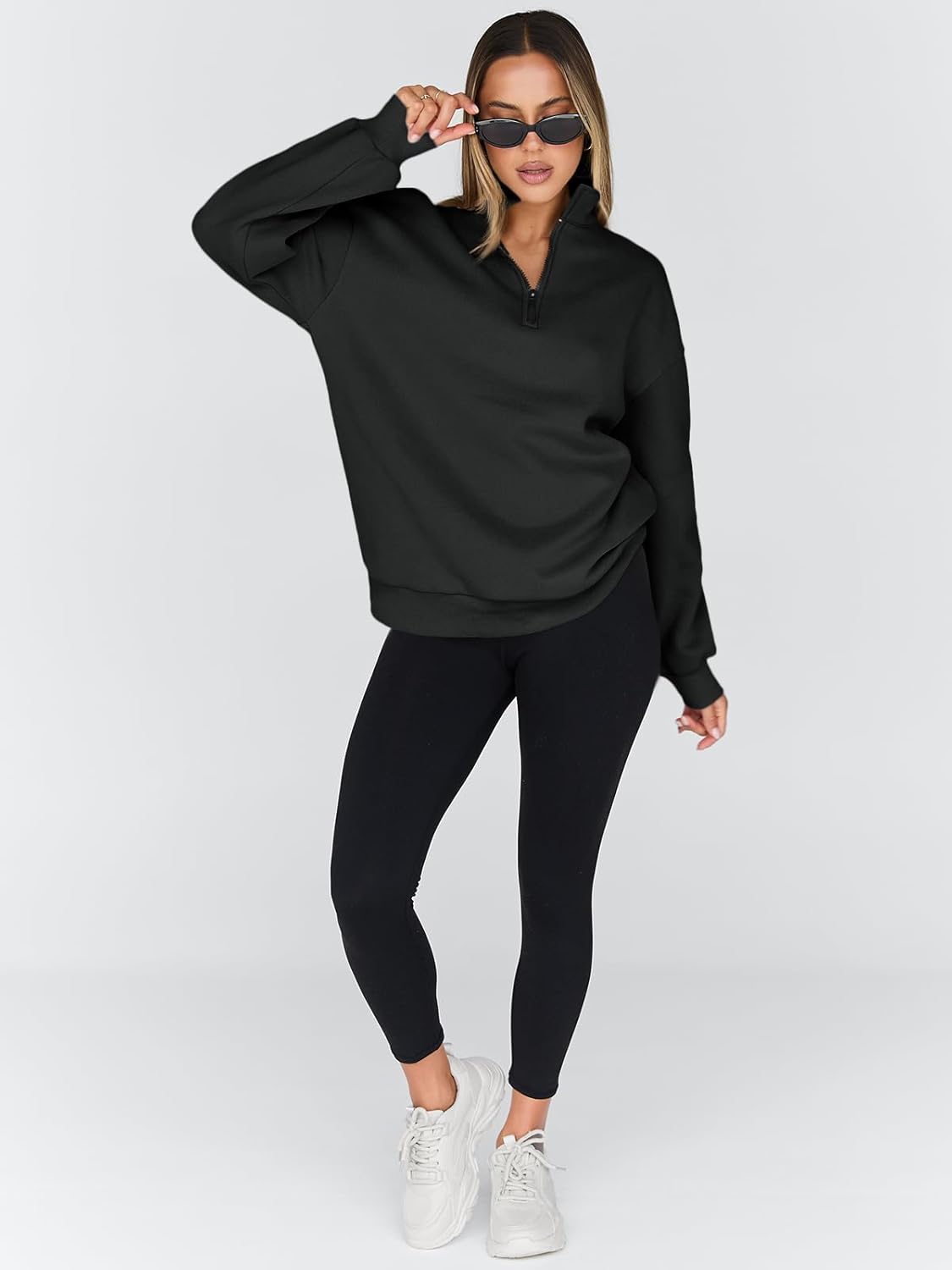 Womens Oversized Sweatshirts Fall Sweaters Fashion Hoodies Half Zip Pullover Long Sleeve Shirts Clothes