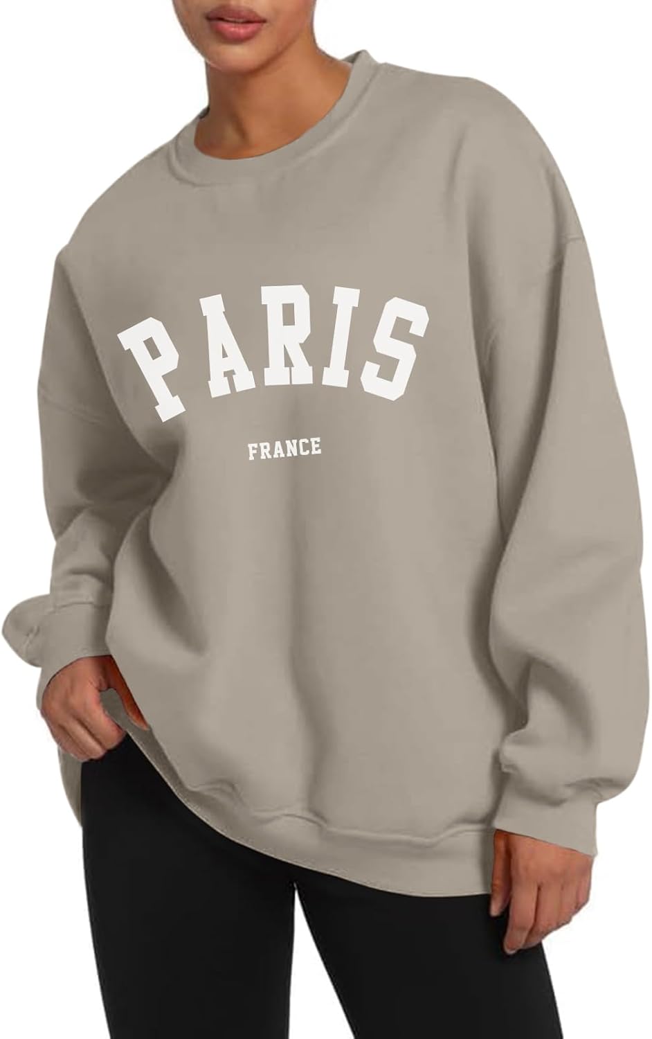 Paris College Oversized Crewneck Sweatshirt for Women Casual Top