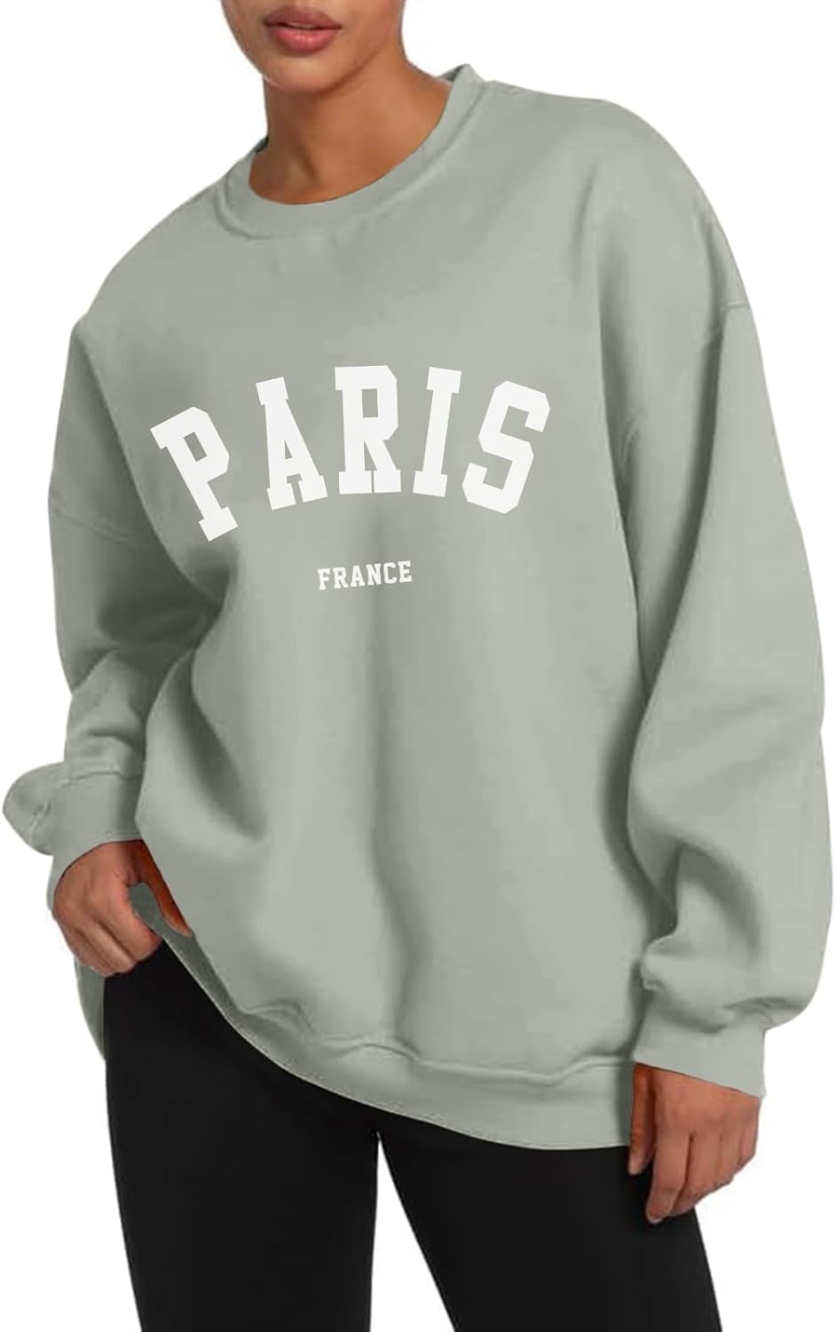 Paris College Oversized Crewneck Sweatshirt for Women Casual Top