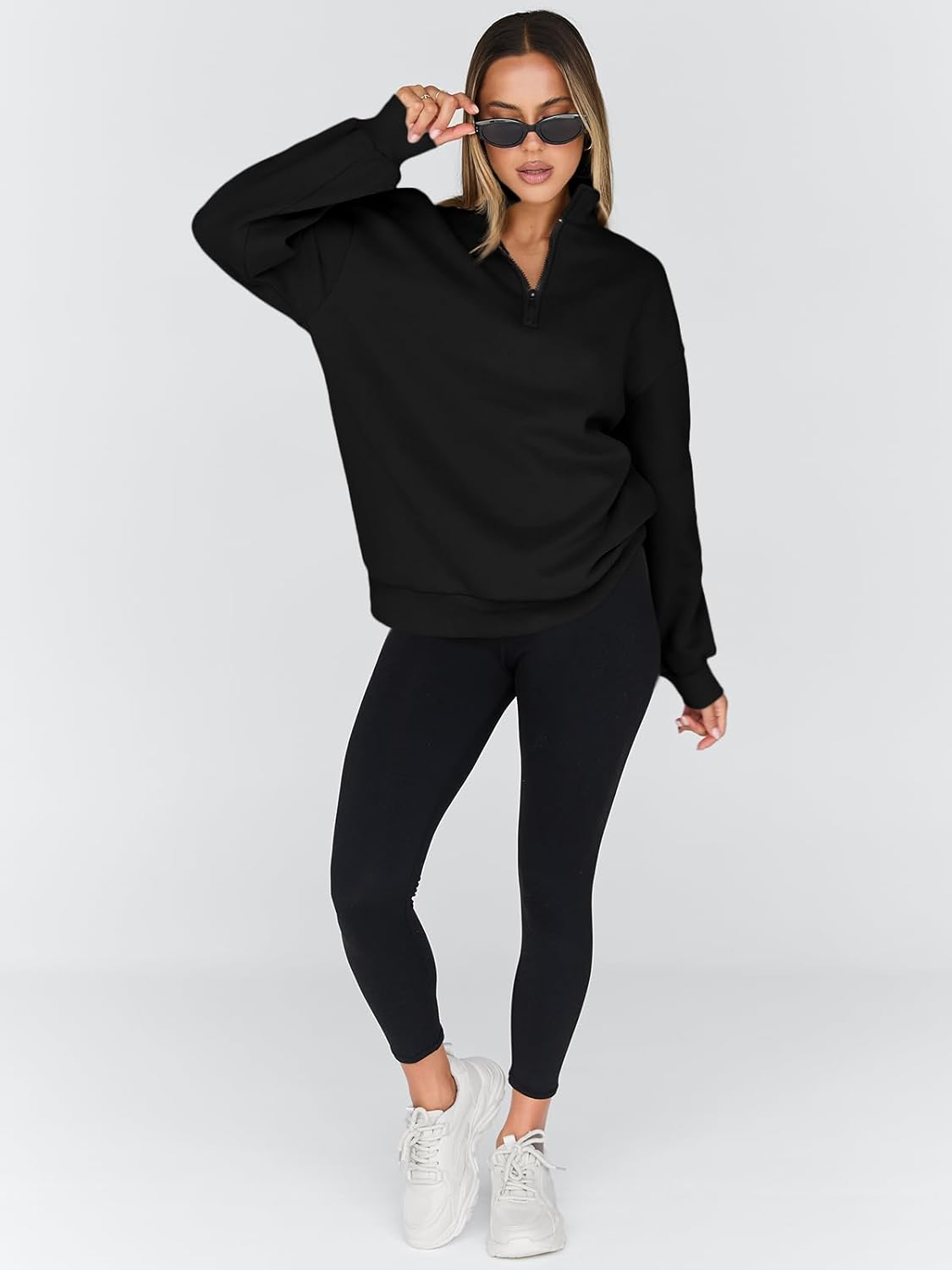 Womens Oversized Sweatshirts Fall Sweaters Fashion Hoodies Half Zip Pullover Long Sleeve Shirts Clothes