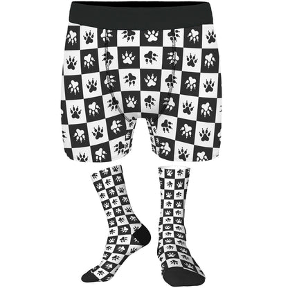 Custom Men's Underwear & Socks Set - Paw Checkered Design