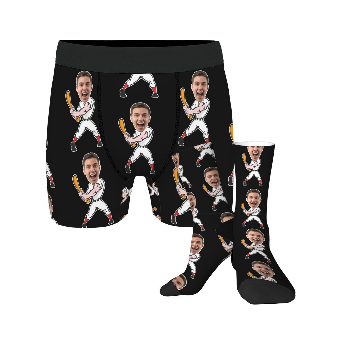 Custom Baseball Face Socks and Underwear for Him