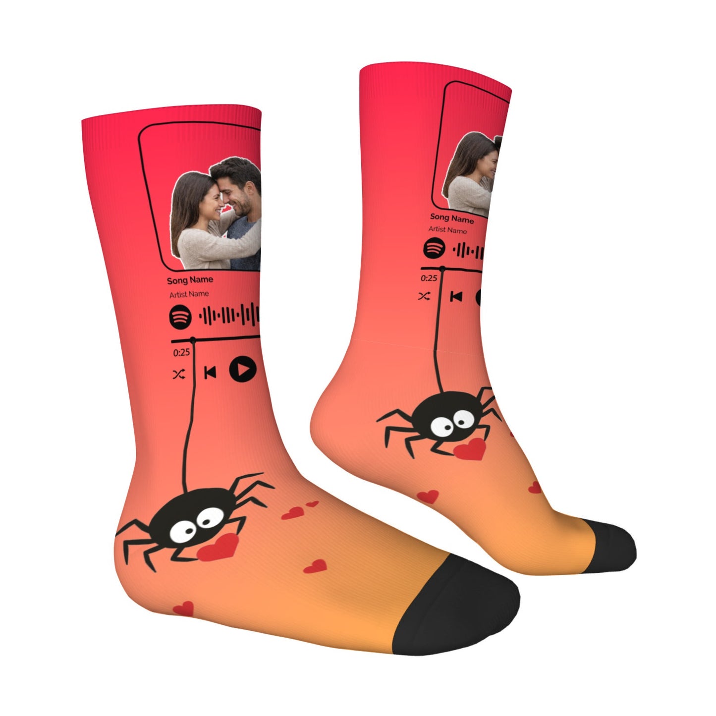 Music Customizable Valentine's Day Spider Couple Love Gradient Sock