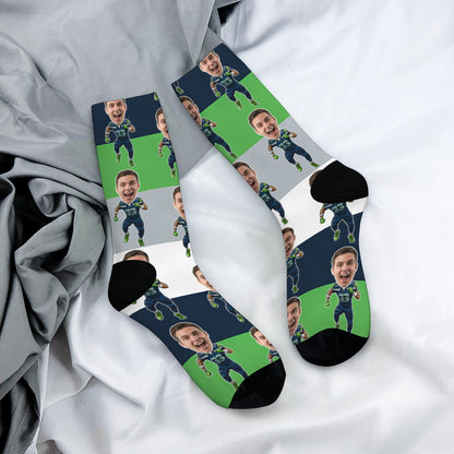 Custom Seattle Football Face Socks & Men's Underwear Set