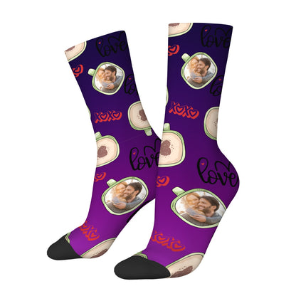 Personalized Valentine's Day Couple Love Coffee Gradient Sock
