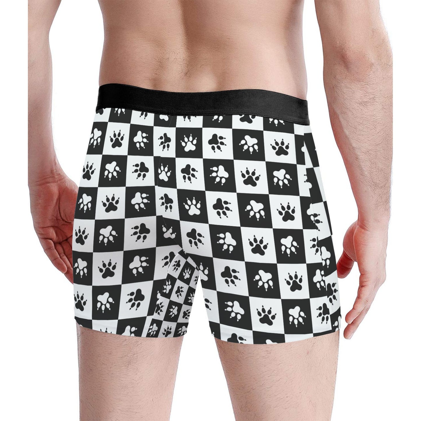 Custom Men's Underwear & Socks Set - Paw Checkered Design