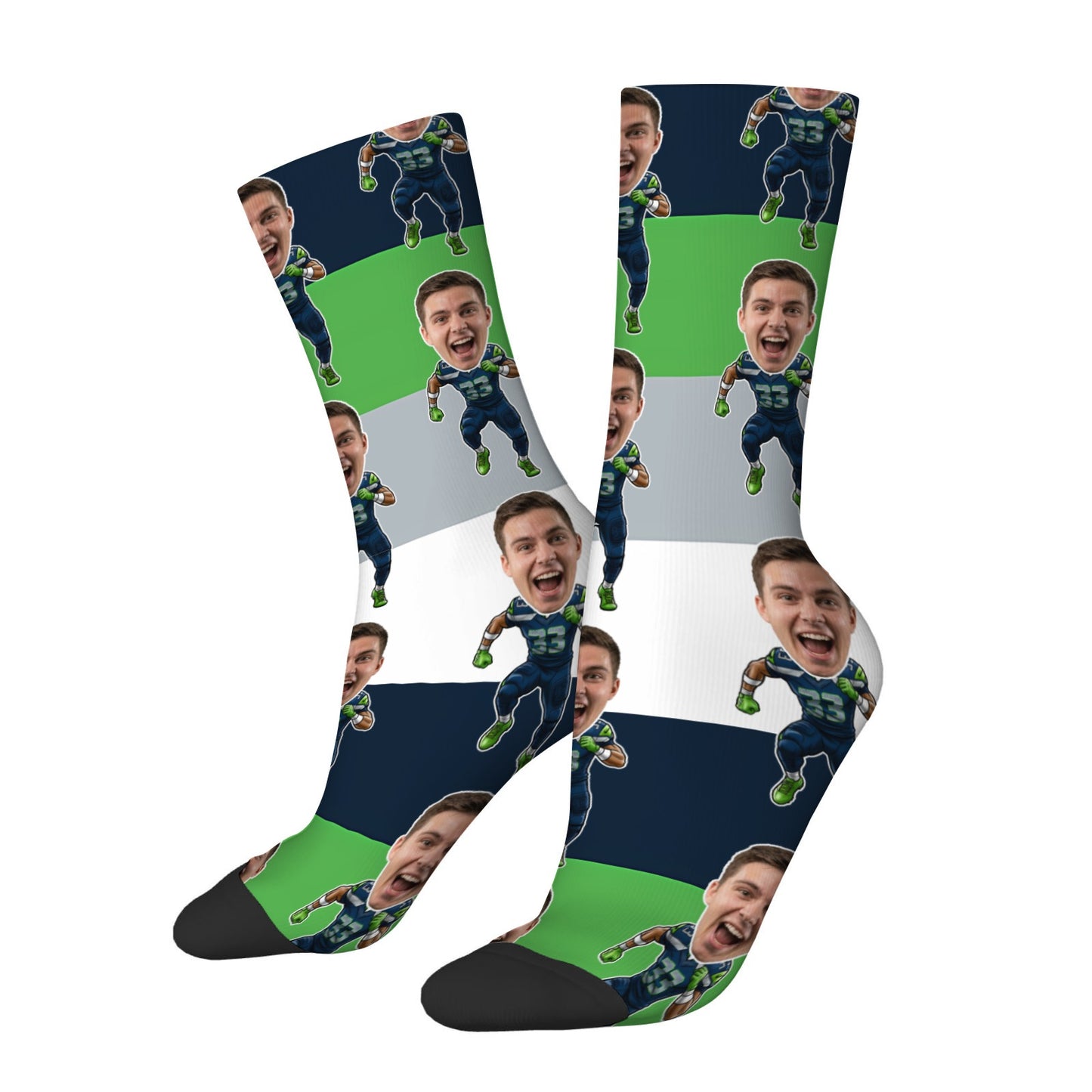 Custom Seattle Football Face Socks