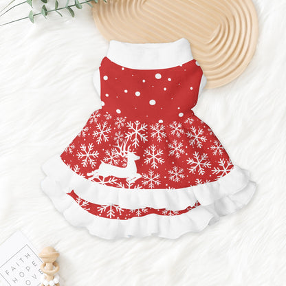 Snowflake Reindeer Pattern Pets Christmas Dress