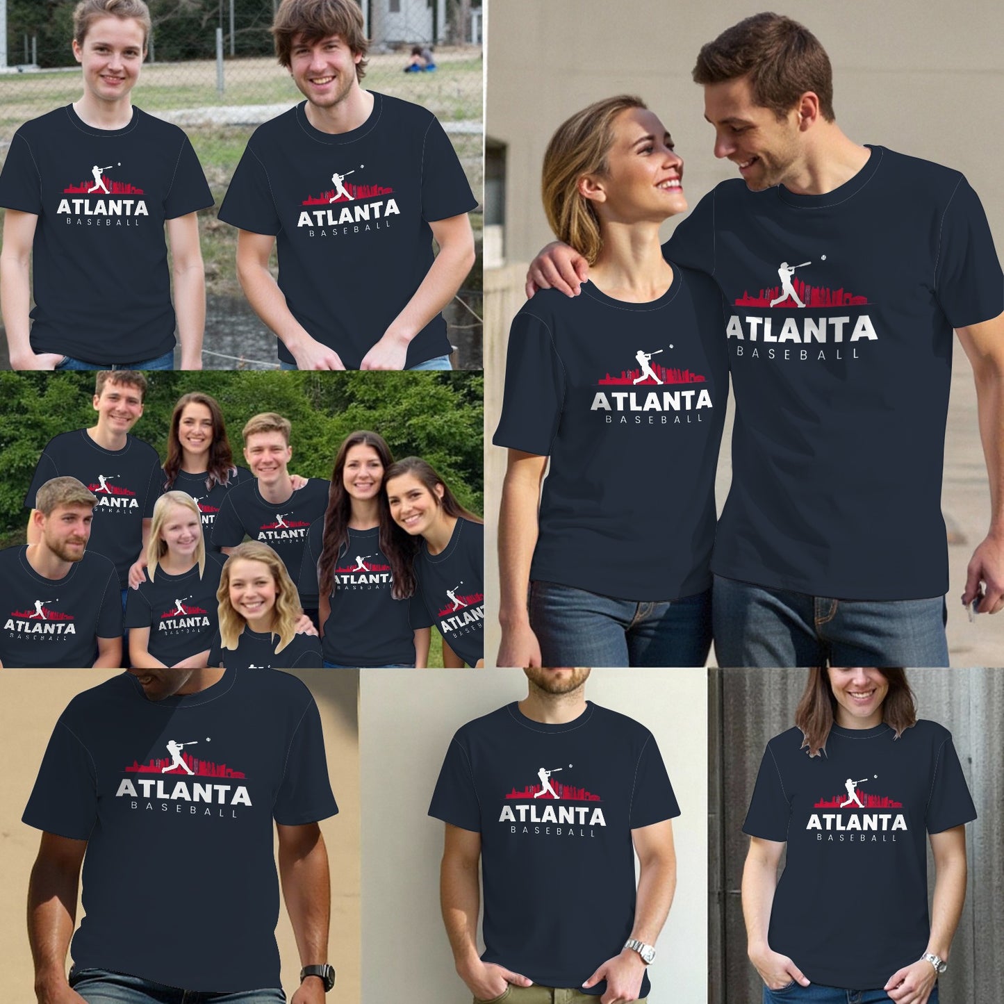 Atlanta Skyline Baseball Vintage Minimalist Retro Baseball Lover T-Shirt