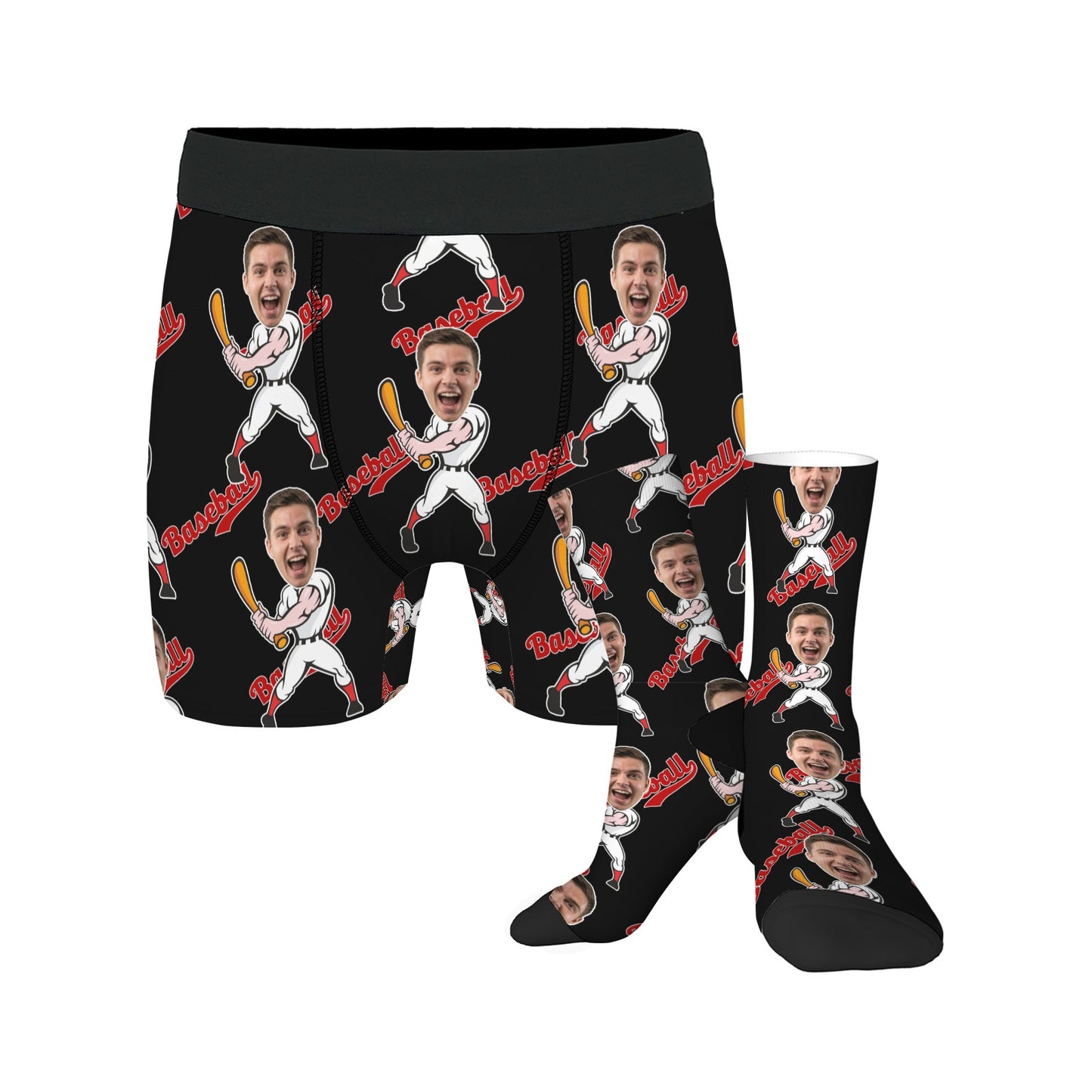 Custom Face Baseball Socks Men's Underwear Set