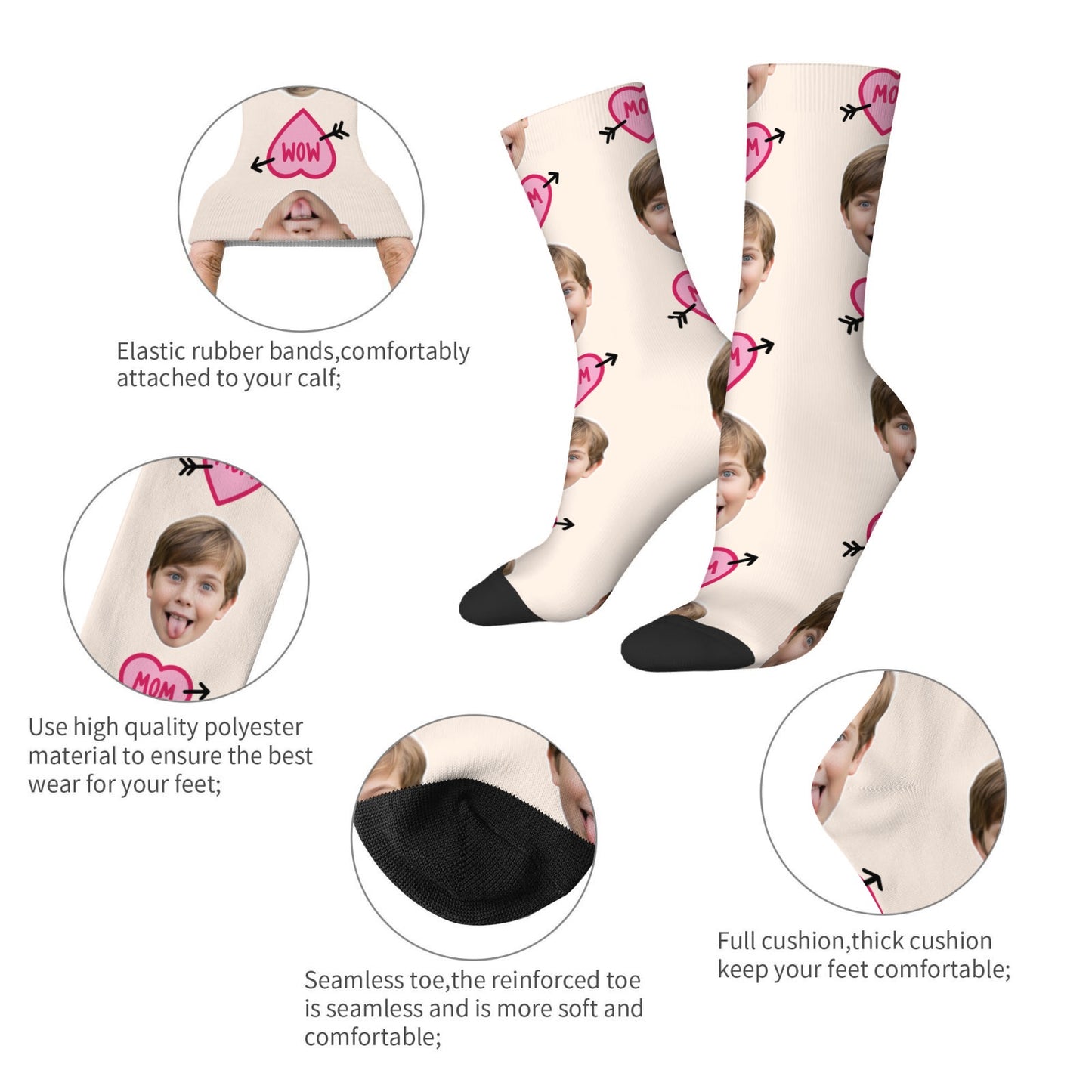 Custom Heart Mom Sock