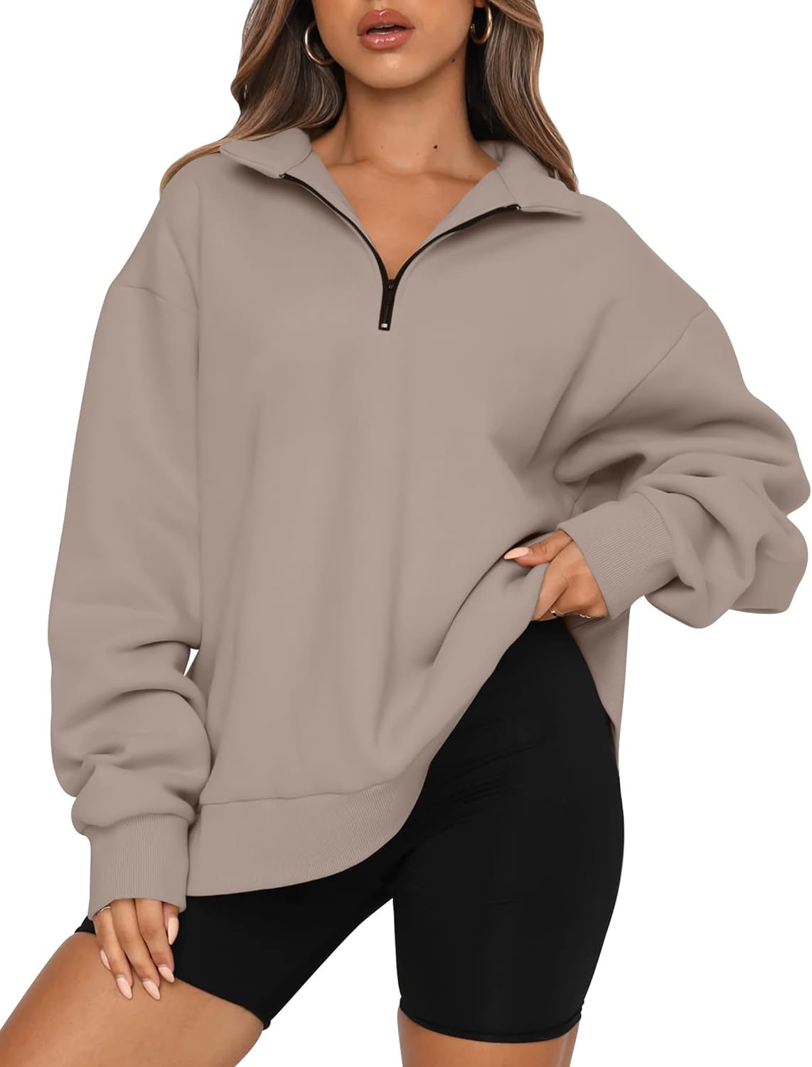 Womens Oversized Sweatshirts Fall Sweaters Fashion Hoodies Half Zip Pullover Long Sleeve Shirts Clothes