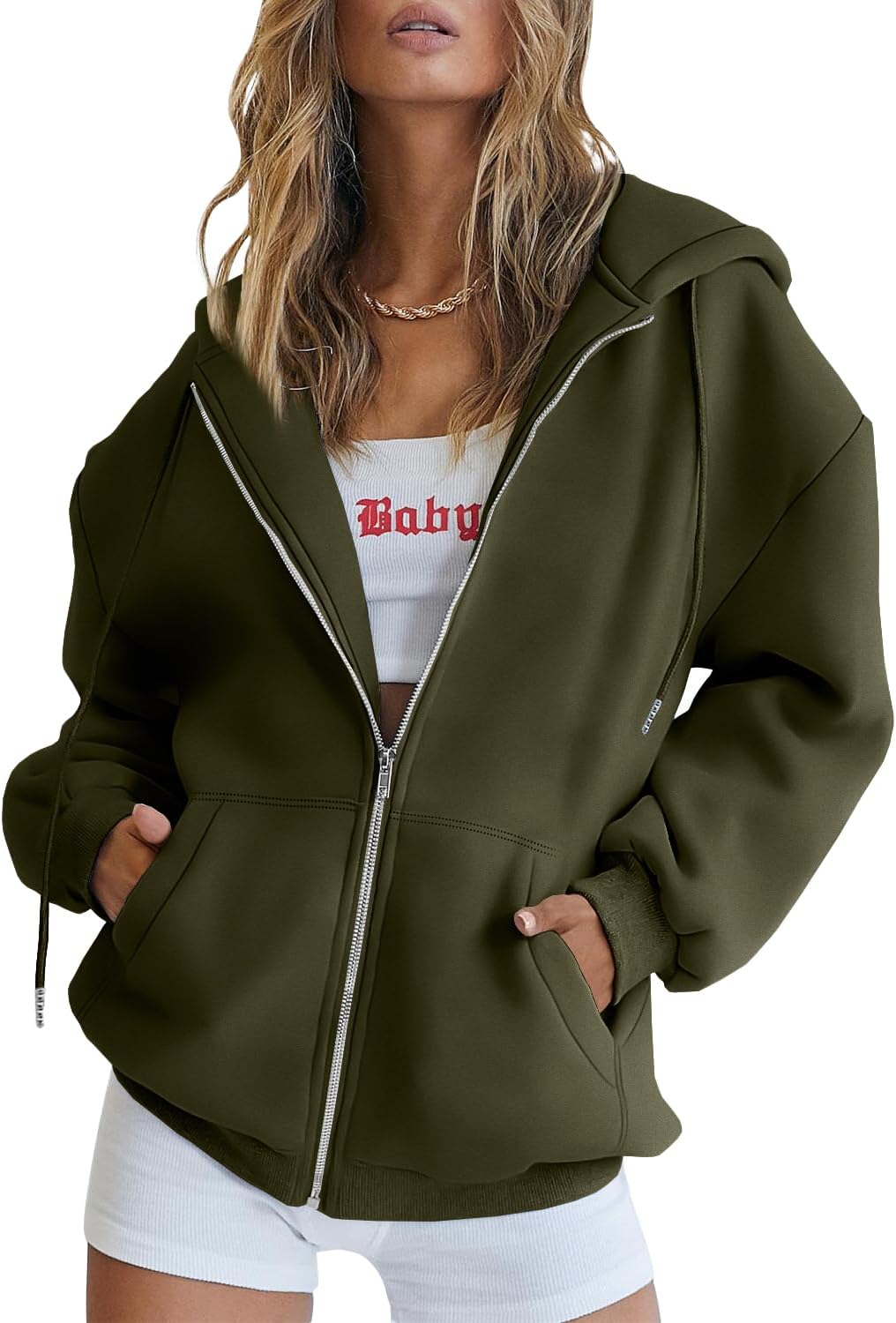 Womens Zip Up Hoodies Oversized Sweatshirts Fall School Fashion Outfits Casual Jackets