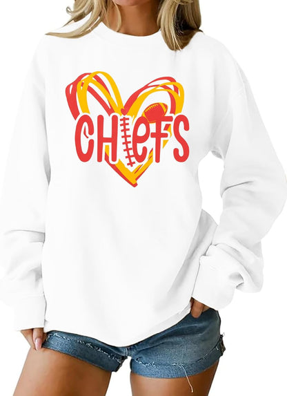 Football Game Day Graphic Crewneck Sweatshirt for Women Fans Top
