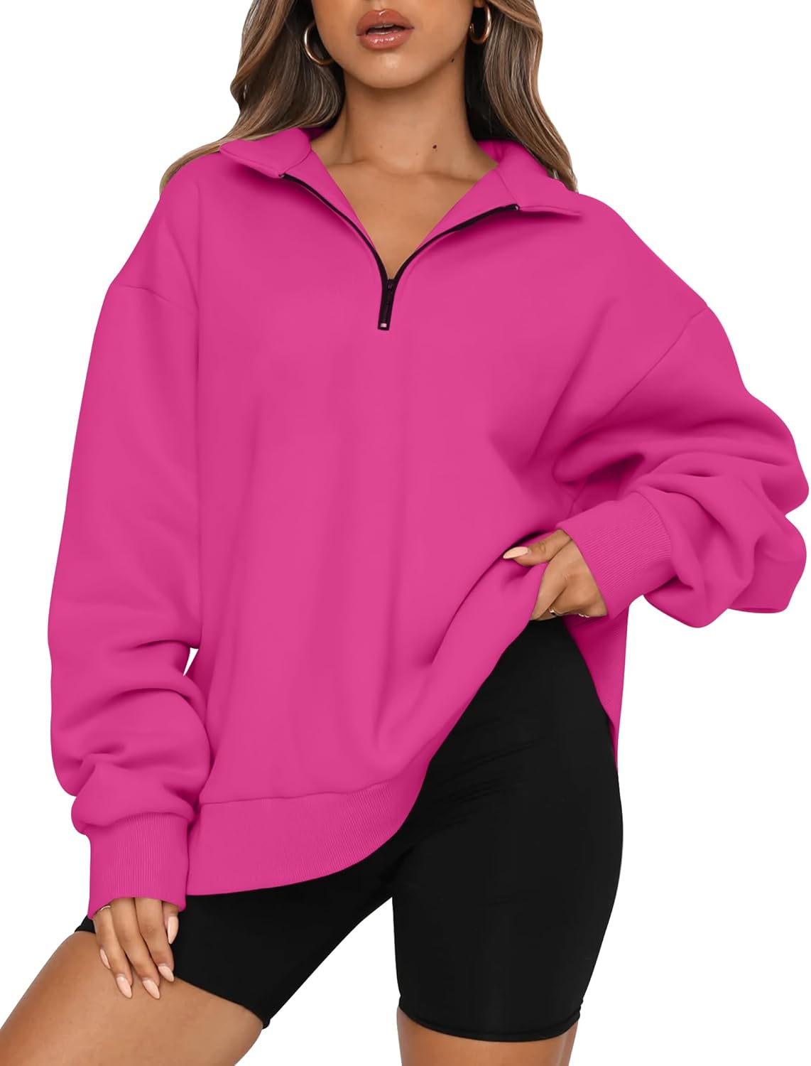 Womens Oversized Sweatshirts Fall Sweaters Fashion Hoodies Half Zip Pullover Long Sleeve Shirts Clothes