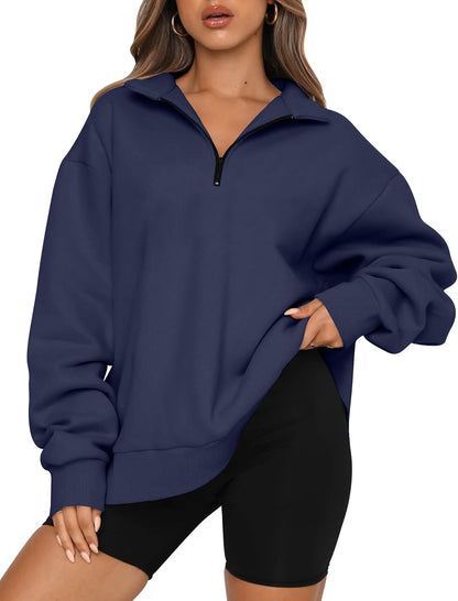 Womens Oversized Sweatshirts Fall Sweaters Fashion Hoodies Half Zip Pullover Long Sleeve Shirts Clothes