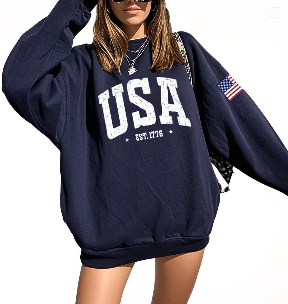 Women's Oversized Graphic Crewneck Sweatshirt Casual Pullover Top
