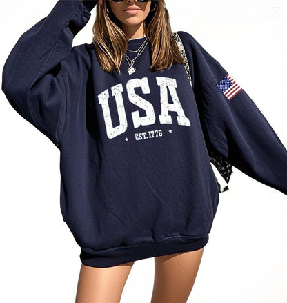 Women's Oversized Graphic Crewneck Sweatshirt Casual Pullover Top