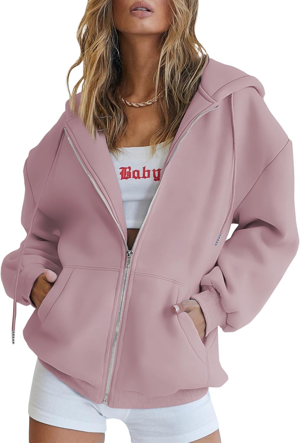 Womens Zip Up Hoodies Oversized Sweatshirts Fall School Fashion Outfits Casual Jackets