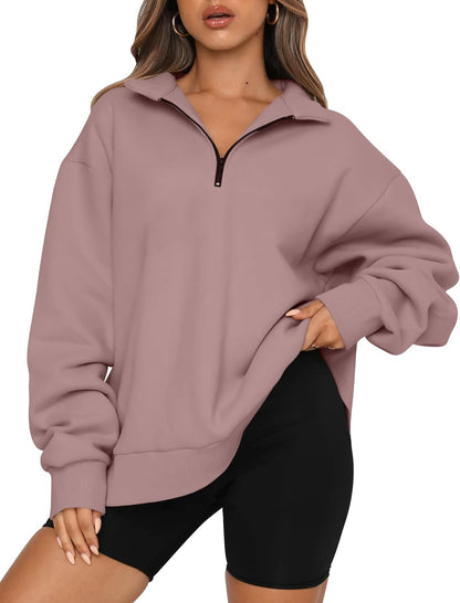 Womens Oversized Sweatshirts Fall Sweaters Fashion Hoodies Half Zip Pullover Long Sleeve Shirts Clothes