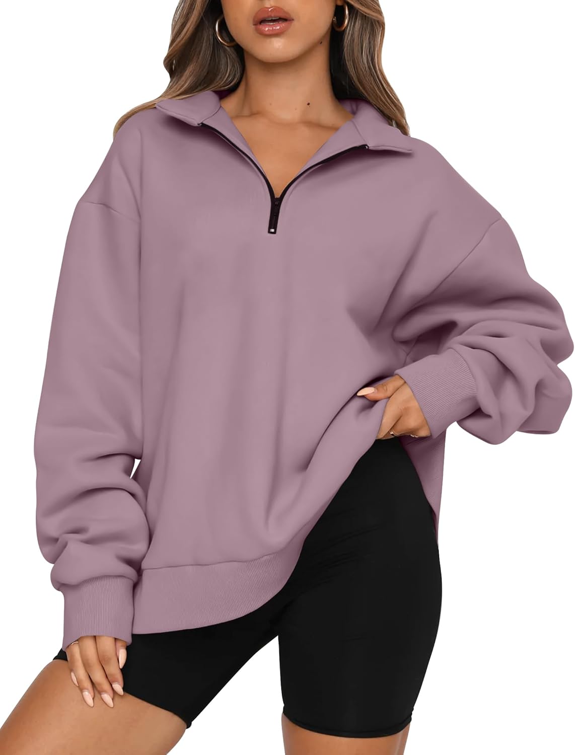 Womens Oversized Sweatshirts Fall Sweaters Fashion Hoodies Half Zip Pullover Long Sleeve Shirts Clothes