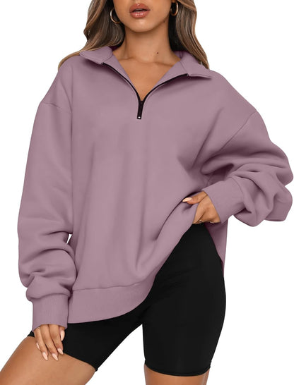 Womens Oversized Sweatshirts Fall Sweaters Fashion Hoodies Half Zip Pullover Long Sleeve Shirts Clothes