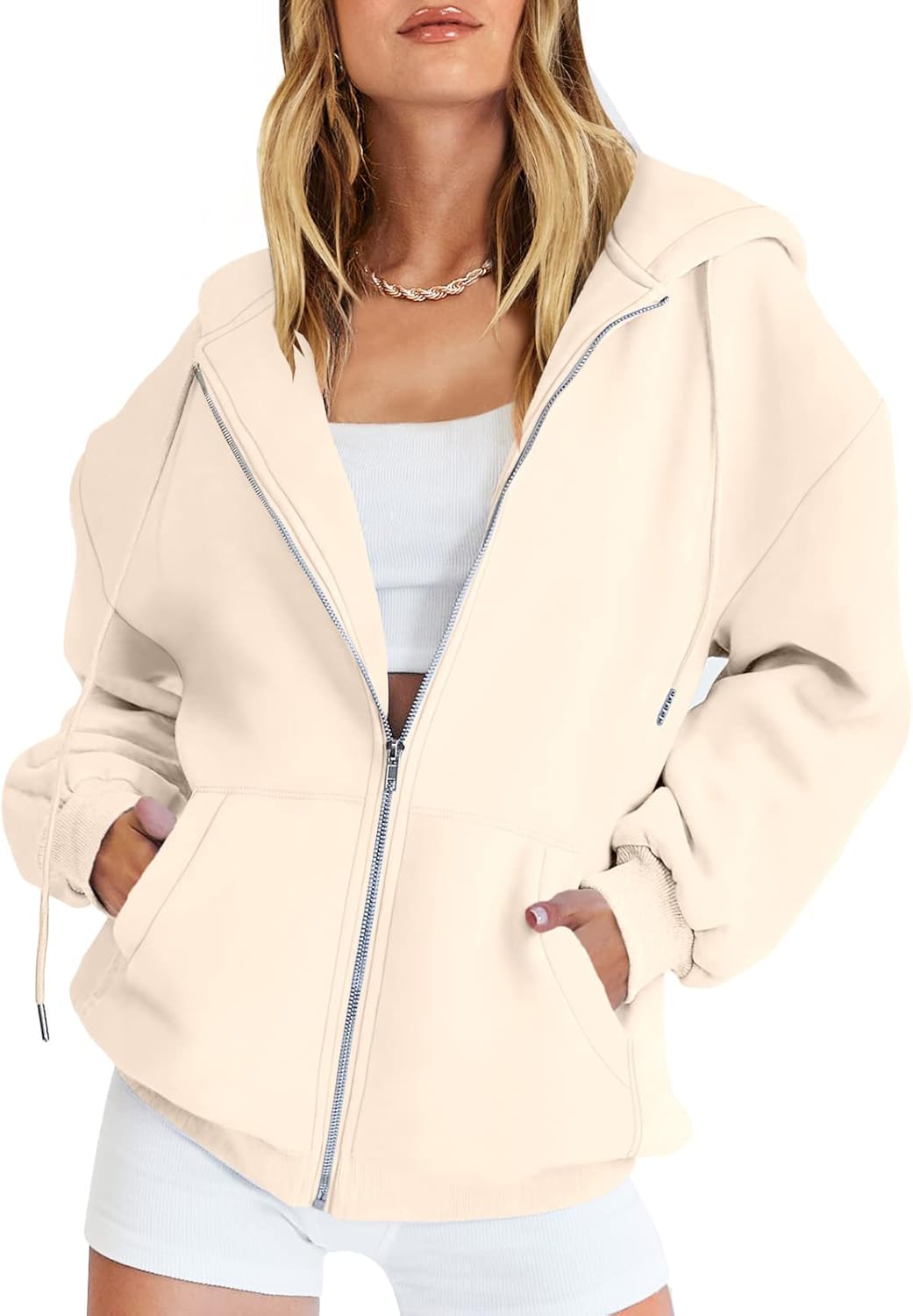 Womens Zip Up Hoodies Long Sleeve Oversized Sweatshirts Y2K Jacket Pockets