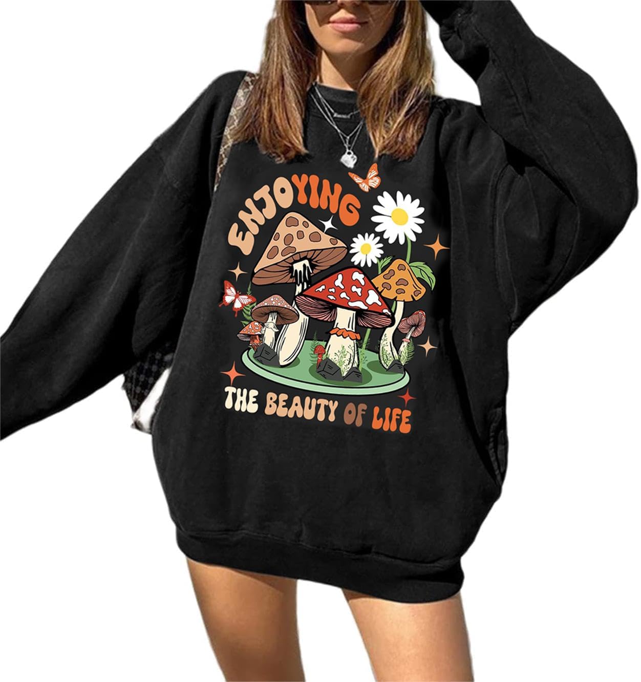 Women's Oversized Graphic Crewneck Sweatshirt Casual Pullover Top