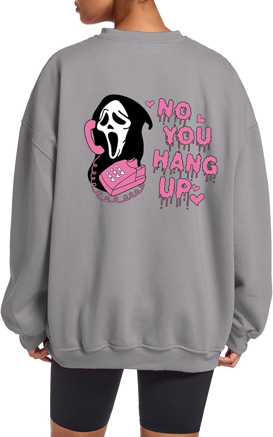 Funny Ghostface Halloween Graphic Crewneck Sweatshirt for Women