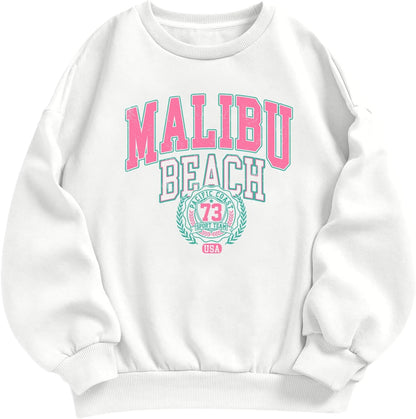Cute Preppy Letter Graphic Crewneck Sweatshirt for Teen Girls