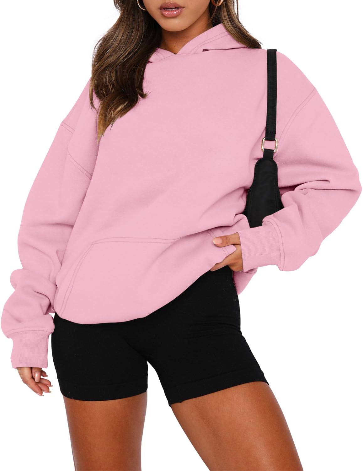 Hoodies Casual Pullover Long Sleeve Sweatshirt Kangaroo Pocket Drop Shoulder Sweater