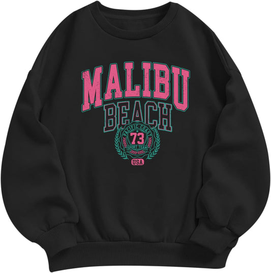 Cute Preppy Letter Graphic Crewneck Sweatshirt for Teen Girls