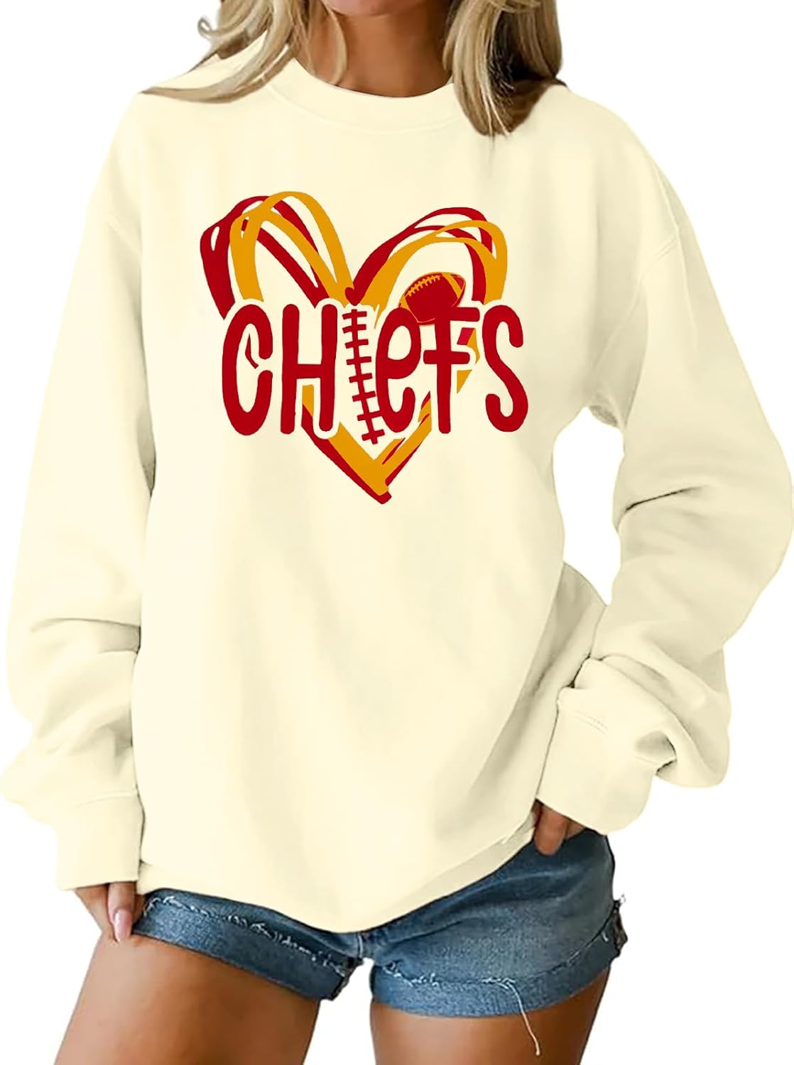 Football Game Day Graphic Crewneck Sweatshirt for Women Fans Top