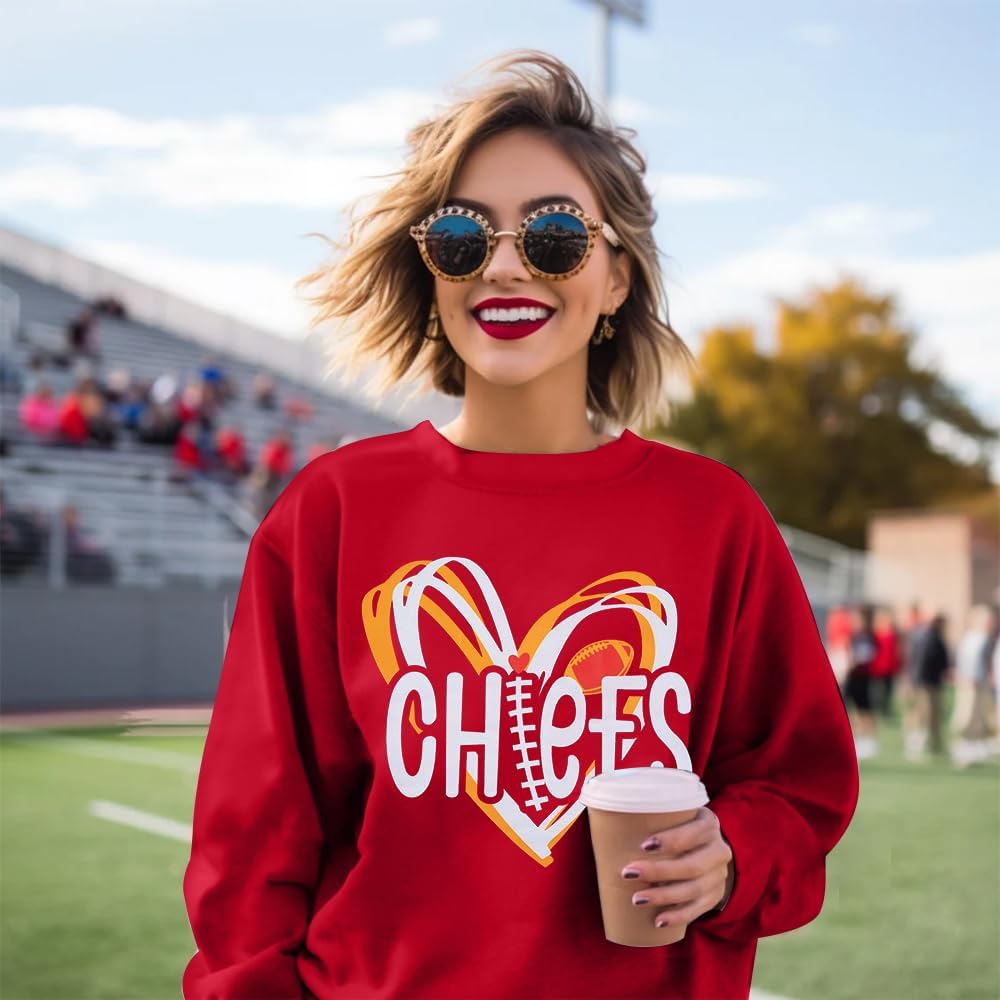 Football Game Day Graphic Crewneck Sweatshirt for Women Fans Top