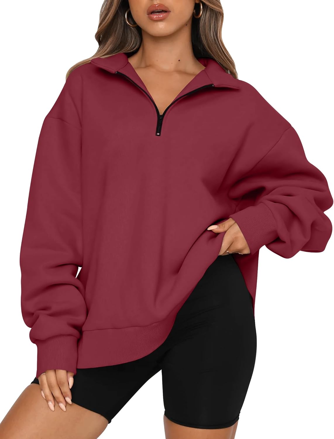 Womens Oversized Sweatshirts Fall Sweaters Fashion Hoodies Half Zip Pullover Long Sleeve Shirts Clothes