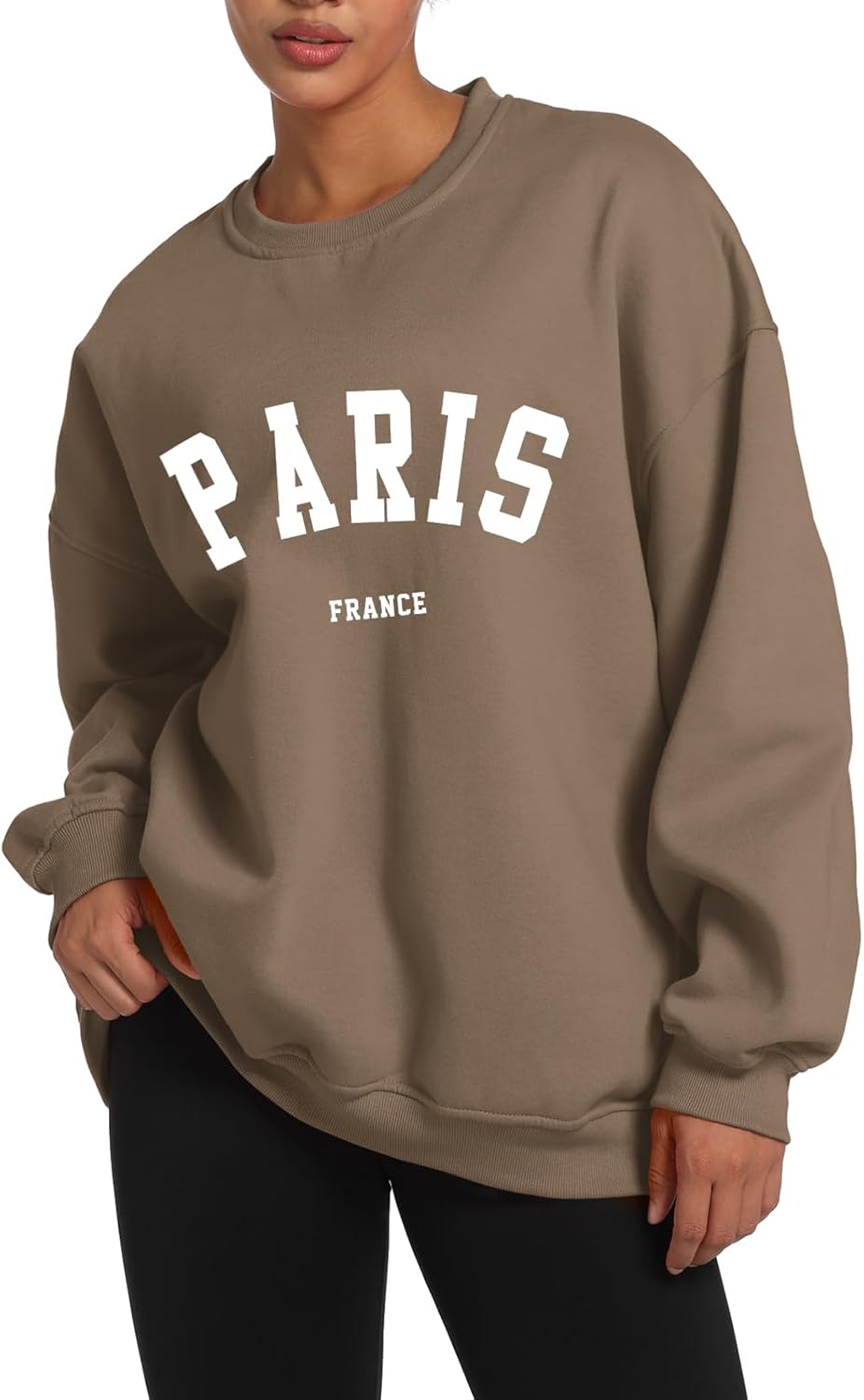 Paris College Oversized Crewneck Sweatshirt for Women Casual Top