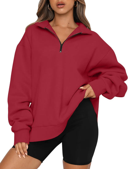 Womens Oversized Sweatshirts Fall Sweaters Fashion Hoodies Half Zip Pullover Long Sleeve Shirts Clothes