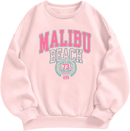 Cute Preppy Letter Graphic Crewneck Sweatshirt for Teen Girls