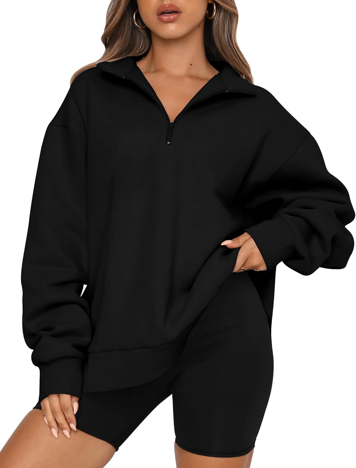 Womens Oversized Sweatshirts Fall Sweaters Fashion Hoodies Half Zip Pullover Long Sleeve Shirts Clothes