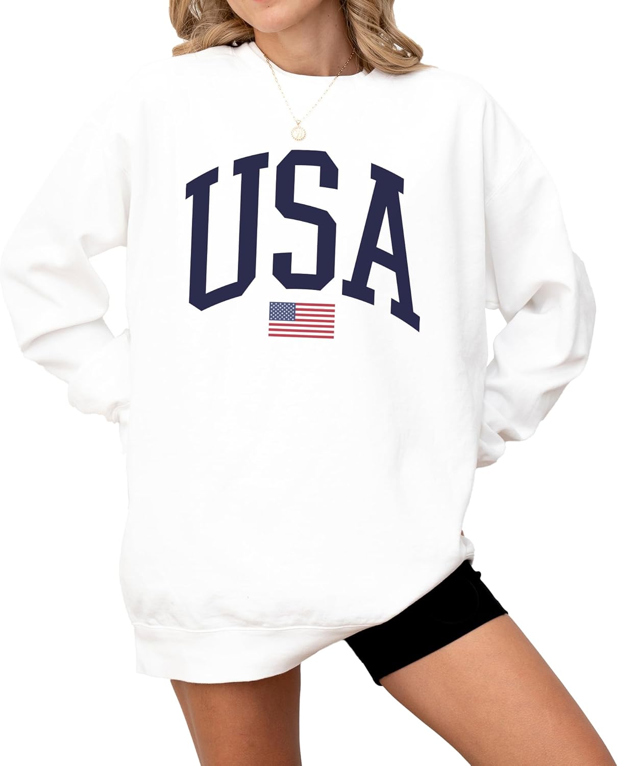 USA Flag 4th of July Crewneck Sweatshirt Unisex Pullover Top