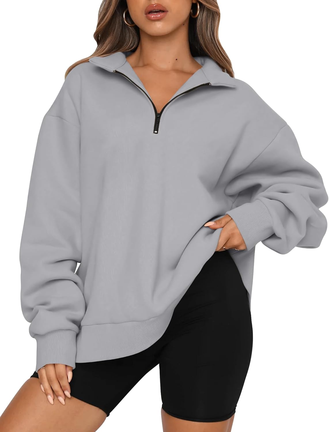 Womens Oversized Sweatshirts Fall Sweaters Fashion Hoodies Half Zip Pullover Long Sleeve Shirts Clothes