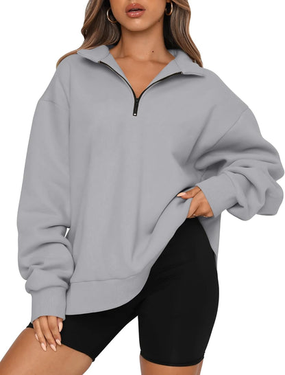 Womens Oversized Sweatshirts Fall Sweaters Fashion Hoodies Half Zip Pullover Long Sleeve Shirts Clothes