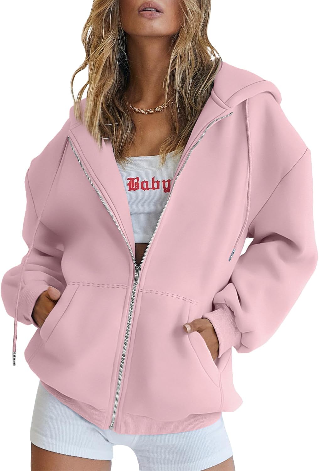 Womens Zip Up Hoodies Oversized Sweatshirts Fall School Fashion Outfits Casual Jackets