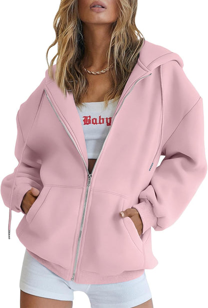Womens Zip Up Hoodies Oversized Sweatshirts Fall School Fashion Outfits Casual Jackets